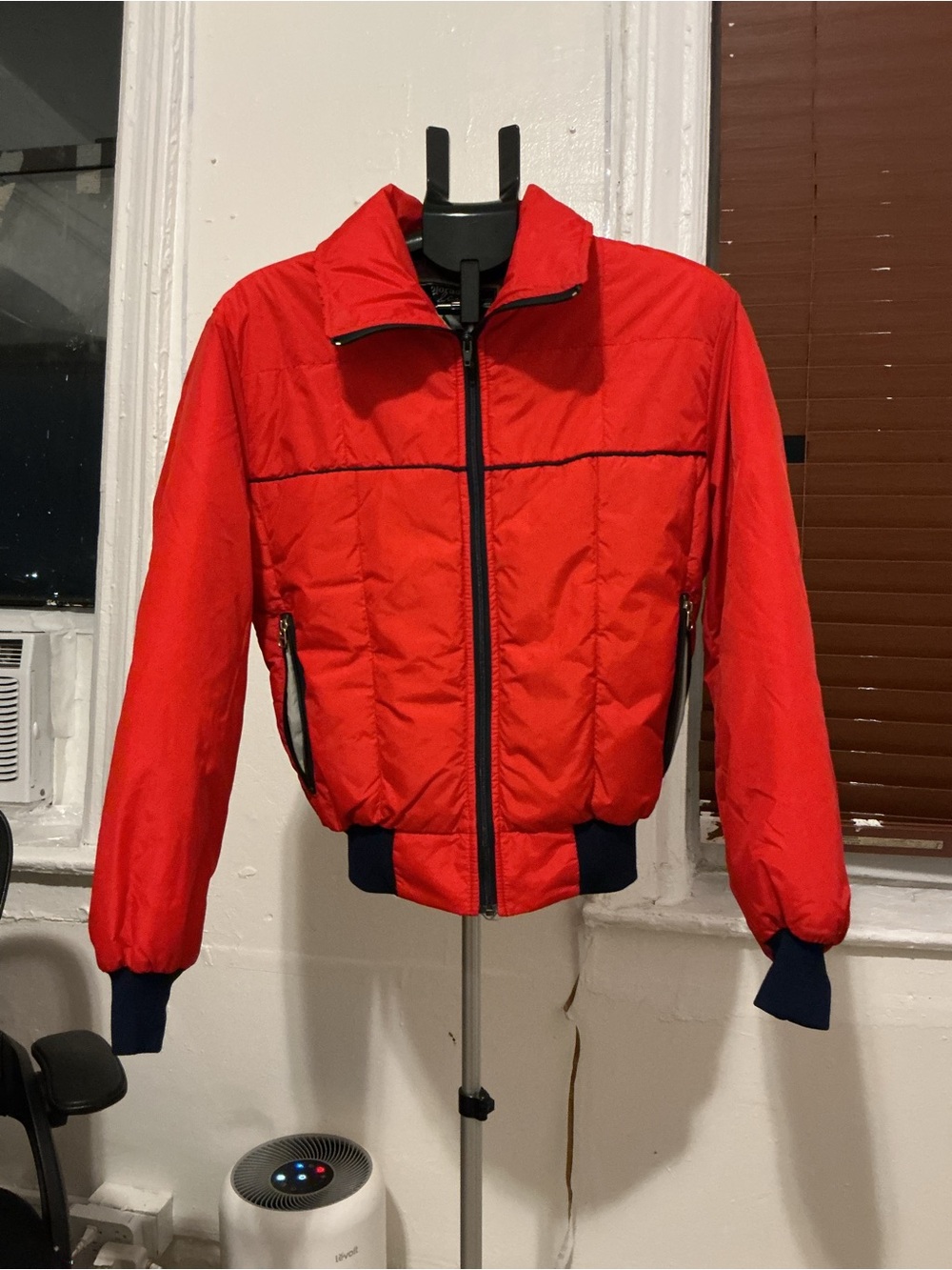Gerry Weber Red Quilted Puffer Jacket with Navy Trim